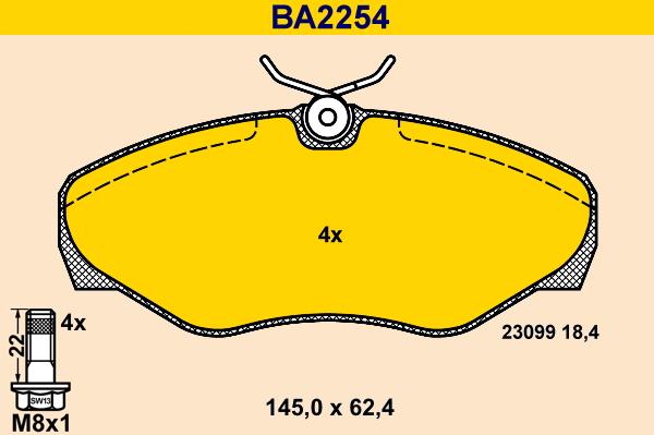 Barum BA2254 - Bremžu uzliku kompl., Disku bremzes autospares.lv