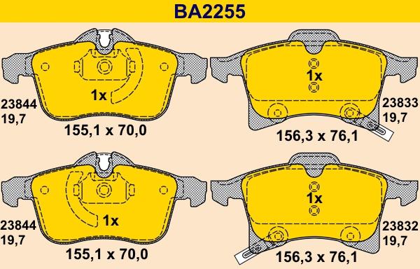 Barum BA2255 - Bremžu uzliku kompl., Disku bremzes autospares.lv