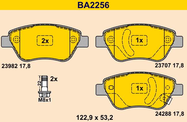 Barum BA2256 - Bremžu uzliku kompl., Disku bremzes www.autospares.lv