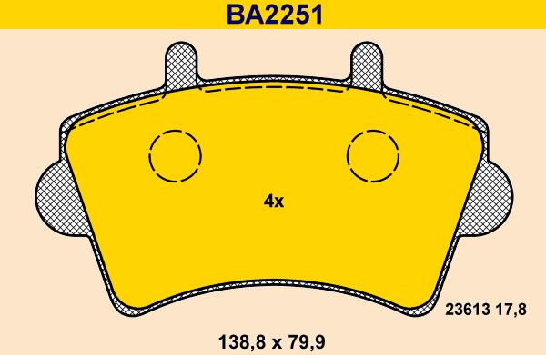 Barum BA2251 - Bremžu uzliku kompl., Disku bremzes autospares.lv