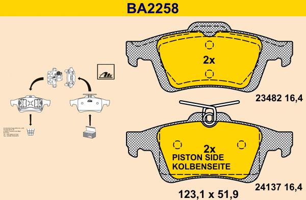 Barum BA2258 - Bremžu uzliku kompl., Disku bremzes www.autospares.lv