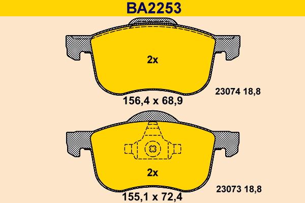 Barum BA2253 - Bremžu uzliku kompl., Disku bremzes www.autospares.lv