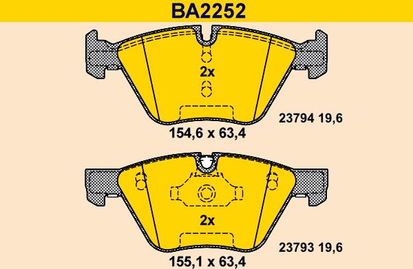 Barum BA2252 - Bremžu uzliku kompl., Disku bremzes www.autospares.lv