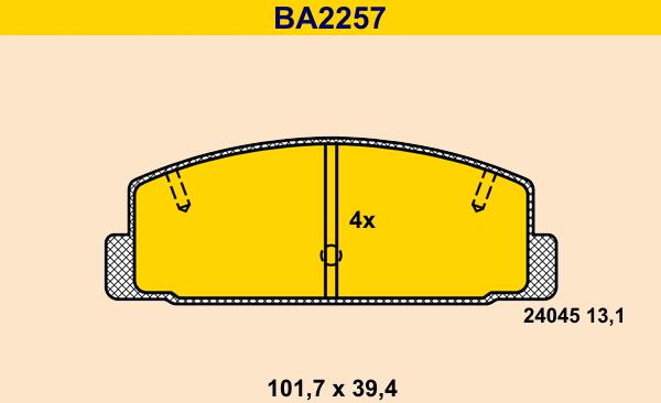 Barum BA2257 - Bremžu uzliku kompl., Disku bremzes www.autospares.lv