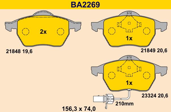 Barum BA2269 - Bremžu uzliku kompl., Disku bremzes www.autospares.lv