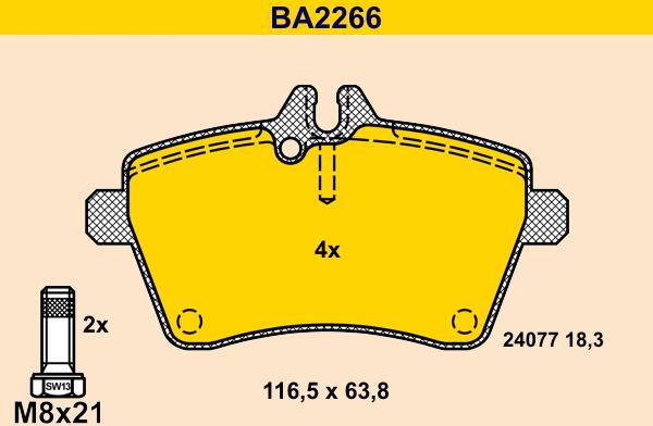 Barum BA2266 - Bremžu uzliku kompl., Disku bremzes www.autospares.lv