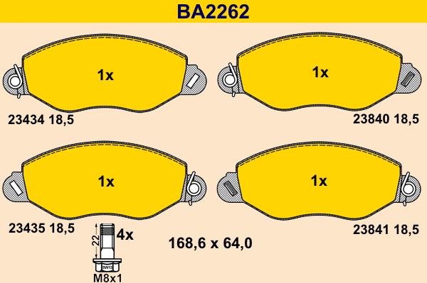 Barum BA2262 - Bremžu uzliku kompl., Disku bremzes autospares.lv