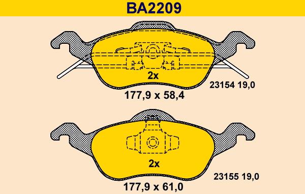 Barum BA2209 - Bremžu uzliku kompl., Disku bremzes www.autospares.lv