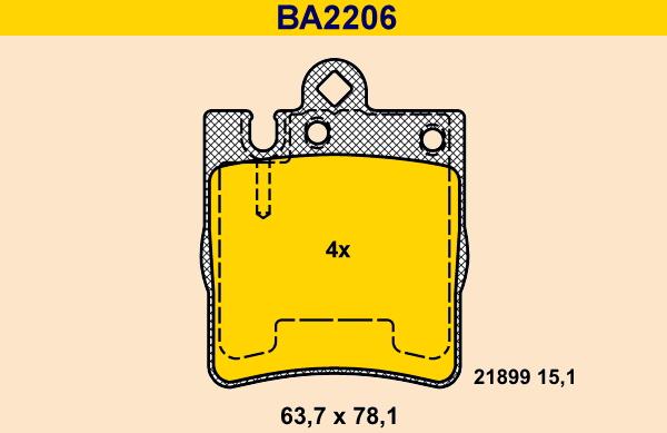 Barum BA2206 - Bremžu uzliku kompl., Disku bremzes www.autospares.lv