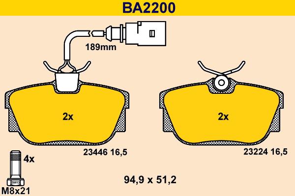 Barum BA2200 - Bremžu uzliku kompl., Disku bremzes www.autospares.lv