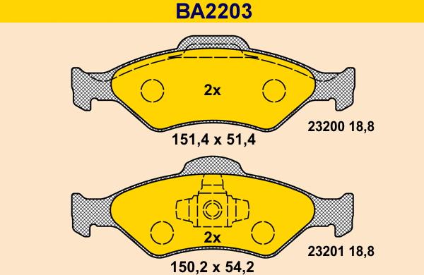 Barum BA2203 - Bremžu uzliku kompl., Disku bremzes www.autospares.lv