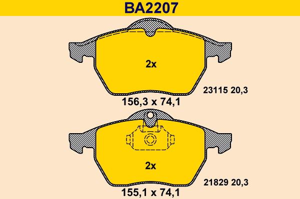 Barum BA2207 - Bremžu uzliku kompl., Disku bremzes autospares.lv