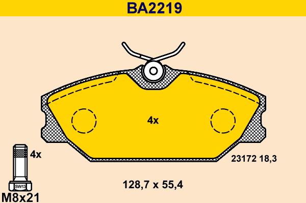 Barum BA2219 - Bremžu uzliku kompl., Disku bremzes www.autospares.lv