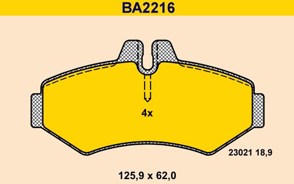 Barum BA2216 - Bremžu uzliku kompl., Disku bremzes www.autospares.lv