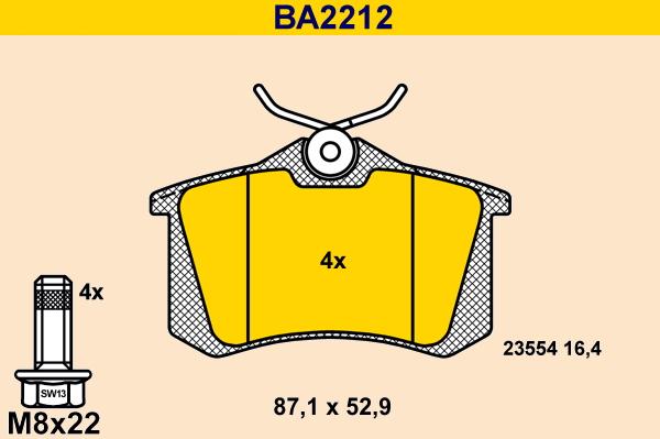 Barum BA2212 - Тормозные колодки, дисковые, комплект www.autospares.lv