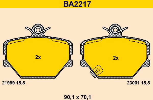 Barum BA2217 - Bremžu uzliku kompl., Disku bremzes www.autospares.lv