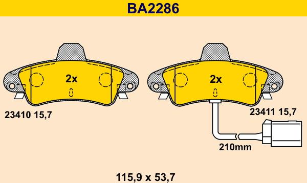 Barum BA2286 - Bremžu uzliku kompl., Disku bremzes www.autospares.lv