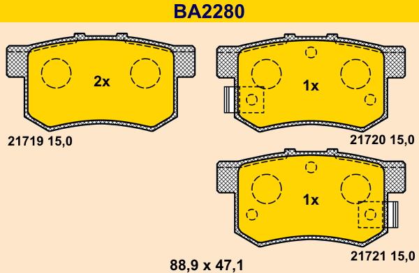 Barum BA2280 - Bremžu uzliku kompl., Disku bremzes autospares.lv