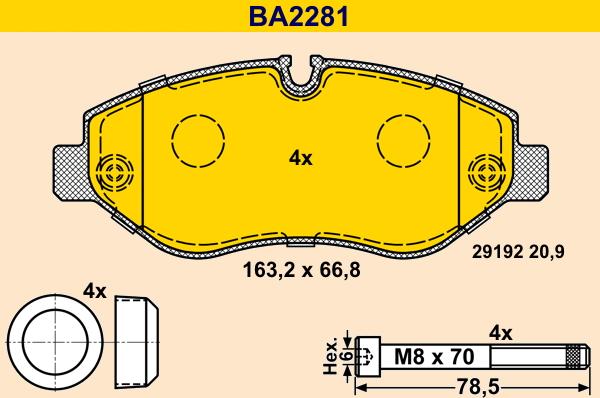 Barum BA2281 - Bremžu uzliku kompl., Disku bremzes www.autospares.lv