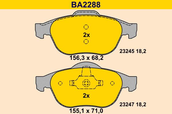 Barum BA2288 - Bremžu uzliku kompl., Disku bremzes www.autospares.lv