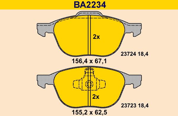 Barum BA2234 - Bremžu uzliku kompl., Disku bremzes www.autospares.lv