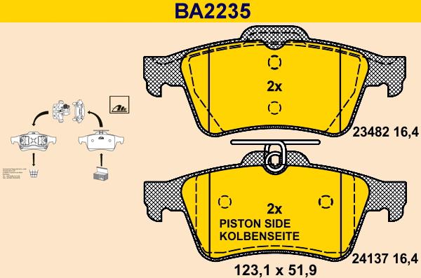 Barum BA2235 - Bremžu uzliku kompl., Disku bremzes www.autospares.lv