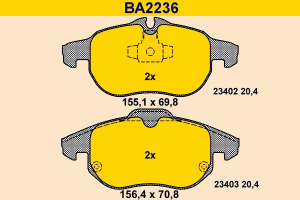 Barum BA2236 - Тормозные колодки, дисковые, комплект www.autospares.lv