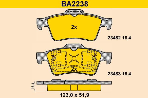 Barum BA2238 - Bremžu uzliku kompl., Disku bremzes www.autospares.lv