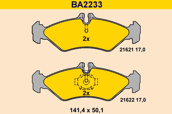 Barum BA2233 - Bremžu uzliku kompl., Disku bremzes www.autospares.lv