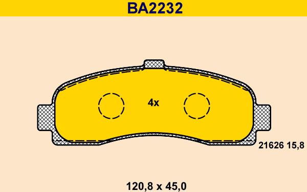 Barum BA2232 - Bremžu uzliku kompl., Disku bremzes www.autospares.lv