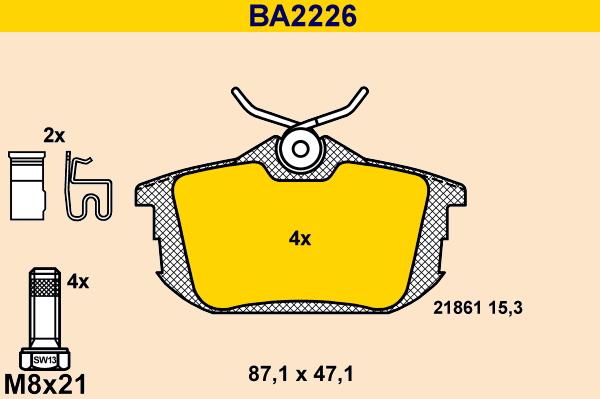 Barum BA2226 - Brake Pad Set, disc brake www.autospares.lv