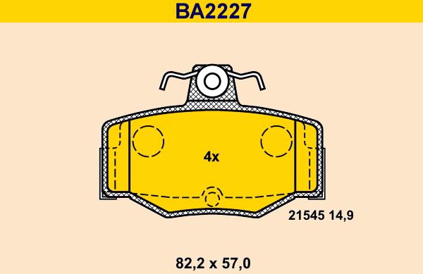 Barum BA2227 - Bremžu uzliku kompl., Disku bremzes www.autospares.lv