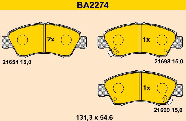 Barum BA2274 - Bremžu uzliku kompl., Disku bremzes autospares.lv