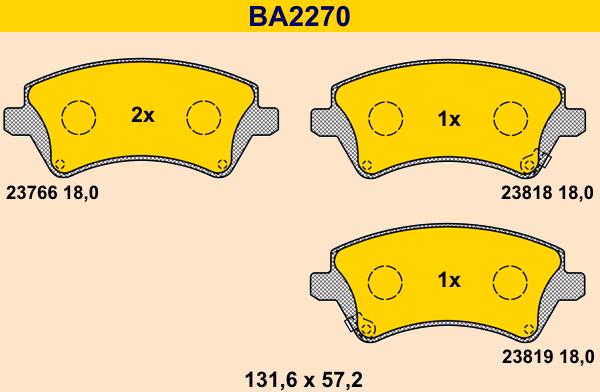 Barum BA2270 - Bremžu uzliku kompl., Disku bremzes www.autospares.lv