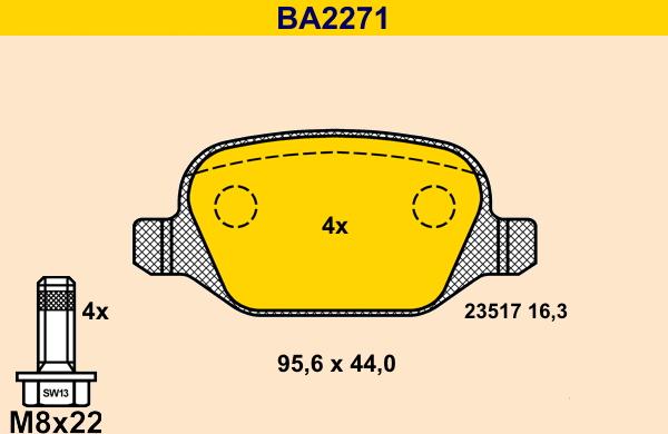 Barum BA2271 - Bremžu uzliku kompl., Disku bremzes autospares.lv