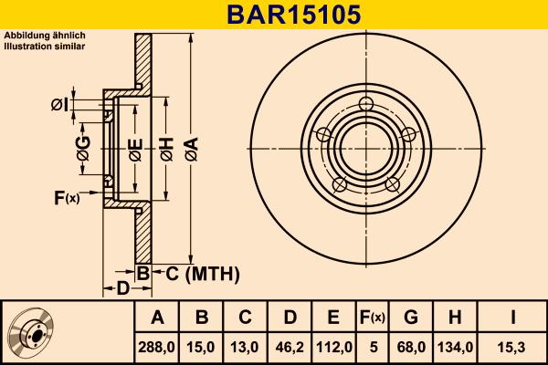 Barum BAR15105 - Bremžu diski www.autospares.lv