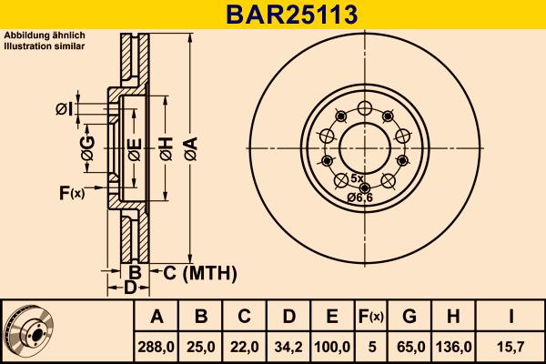 Barum BAR25113 - Bremžu diski www.autospares.lv