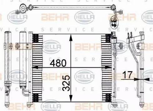 BEHR HELLA Service 8FC 351 318-071 - Kondensators, Gaisa kond. sistēma www.autospares.lv