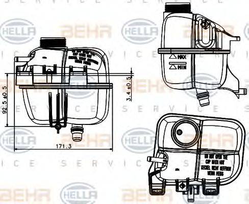 BEHR HELLA Service 8MA 376 737-221 - Kompensācijas tvertne, Dzesēšanas šķidrums www.autospares.lv