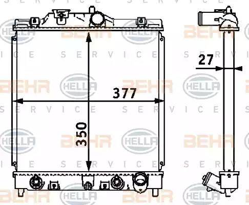 BEHR HELLA Service 8MK 376 708-381 - Радиатор, охлаждение двигателя www.autospares.lv