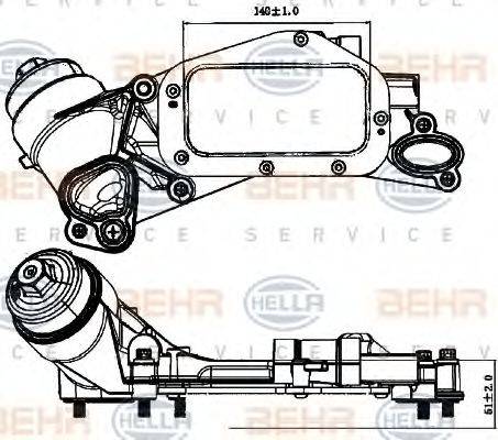 BEHR HELLA Service 8MO 376 729-211 - Eļļas radiators, Motoreļļa autospares.lv