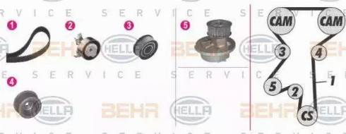 BEHR HELLA Service 8MP 376 809-841 - Ūdenssūknis + Zobsiksnas komplekts autospares.lv