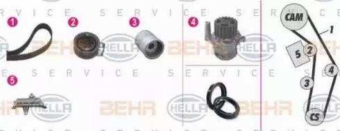 BEHR HELLA Service 8MP 376 809-851 - Водяной насос + комплект зубчатого ремня ГРМ www.autospares.lv