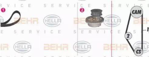 BEHR HELLA Service 8MP 376 804-881 - Водяной насос + комплект зубчатого ремня ГРМ www.autospares.lv