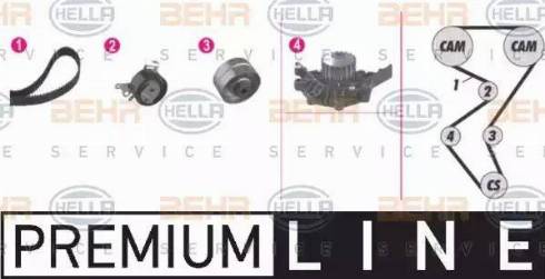 BEHR HELLA Service 8MP 376 804-871 - Ūdenssūknis + Zobsiksnas komplekts autospares.lv