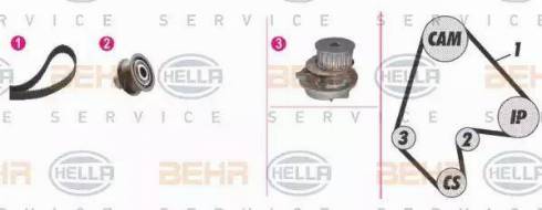 BEHR HELLA Service 8MP 376 805-891 - Ūdenssūknis + Zobsiksnas komplekts autospares.lv