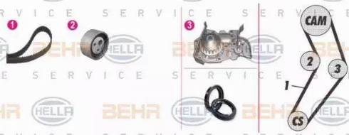 BEHR HELLA Service 8MP 376 805-841 - Водяной насос + комплект зубчатого ремня ГРМ www.autospares.lv