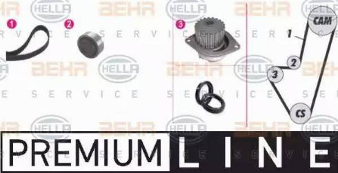 BEHR HELLA Service 8MP 376 805-851 - Водяной насос + комплект зубчатого ремня ГРМ www.autospares.lv