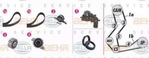 BEHR HELLA Service 8MP 376 805-821 - Ūdenssūknis + Zobsiksnas komplekts autospares.lv