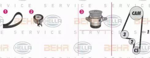 BEHR HELLA Service 8MP 376 801-891 - Водяной насос + комплект зубчатого ремня ГРМ www.autospares.lv